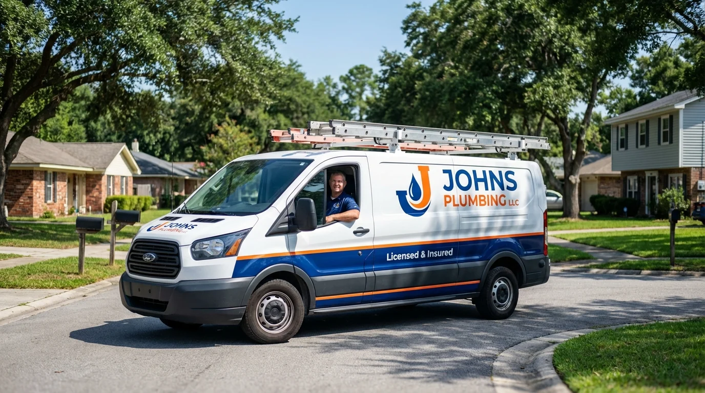 Johns Plumbing LLC service van in East Millinocket, ME