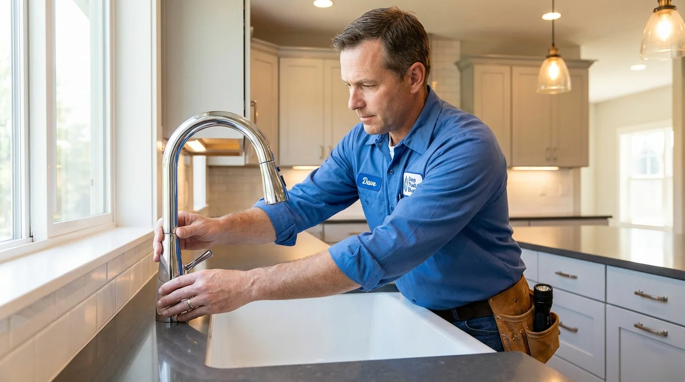 Kitchen faucet installation by Johns Plumbing LLC in East Millinocket